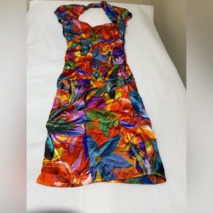 NWT: 🔴Cache satin Vibrant Multicolor  Dress🟠